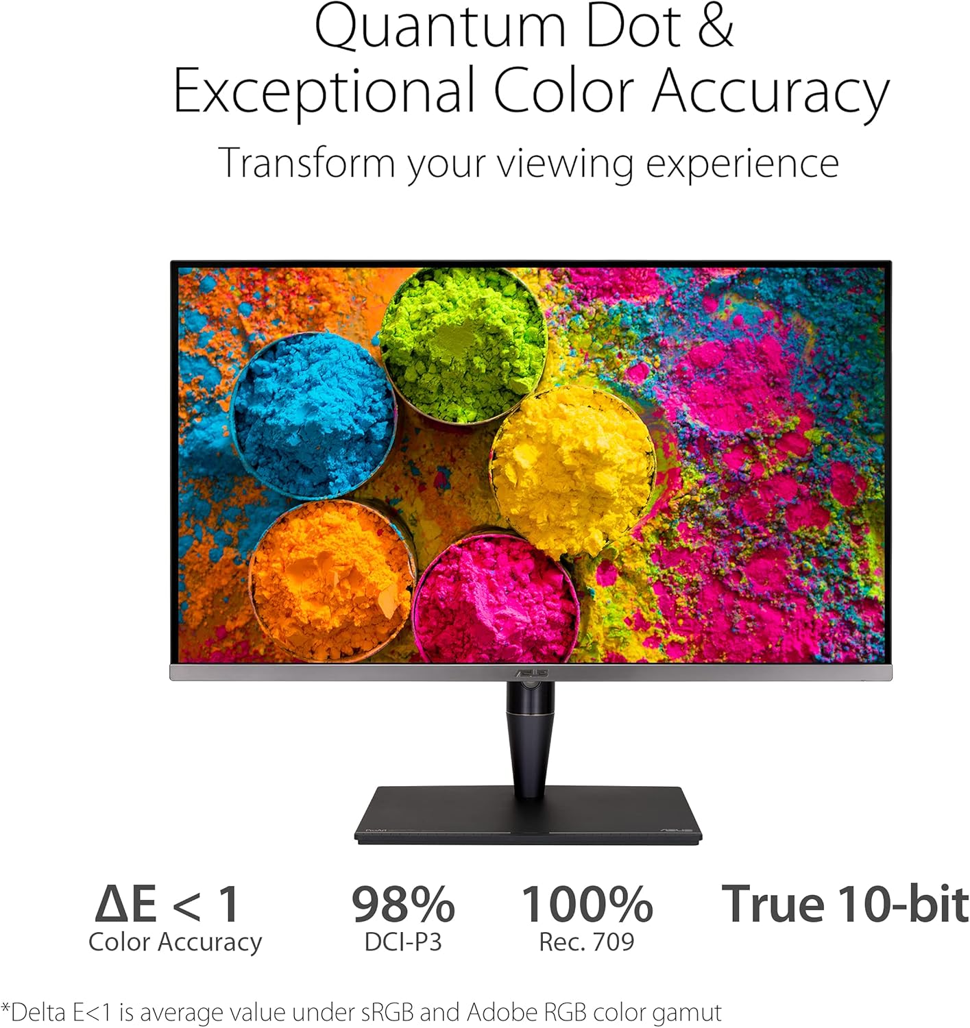 ASUS ProArt Display PA279CV 27” 4K HDR UHD (3840 x 2160) Monitor, IPS, 100% sRGB/Rec. 709, ΔE < 2, USB-C DisplayPort HDMI USB hub, Calman Verified, Eye Care, Tilt Pivot Swivel Height Adjustable