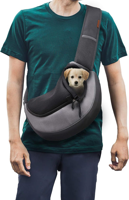 FDJASGY Pet Sling Carrier for Small Dogs Cats,Breathable Mesh Travelling Hand Free Puppy Backpack with Pouch and Adjustable Strap Carrier Grey