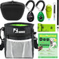 Dog Training Kit - Treat Pouch, Pet Training Fanny Pack, 2 Puppy Training Clickers, Ultrasonic Silent Whistle, 2-in-1 Whistle Clicker, Clicker Training Guide Booklet, Dog Poop Bag (Black)