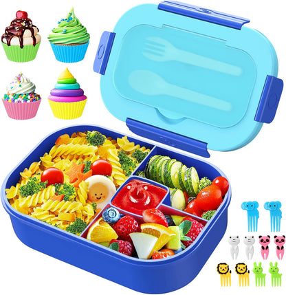 Lunch Box Kids Bento Box - 1300ML Ideal Leak Proof Bento Lunch Box for Kids School Lunchbox for Teens Toddlers Boys, Lunch Box Snack Containers with Utensil (Lunch Box-Purple)