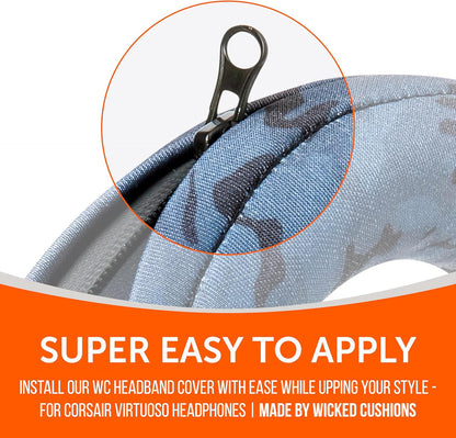 WC BandZ Virtuoso - Protective Headband Cover for Corsair Virtuoso Gaming Headsets - Machine Washable, No More Flaking Leather - Compatible with Virtuoso Wireless, XT, and SE | 90's Black