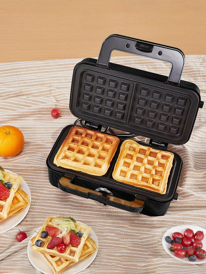 Sandwich Maker 3-in-1, Belgian Waffle Maker and Electric Panini Grill with 5-Gear Temperature and LED Indicator Lights, 3 Sets of Detachable Non Stick Plates, 1200W