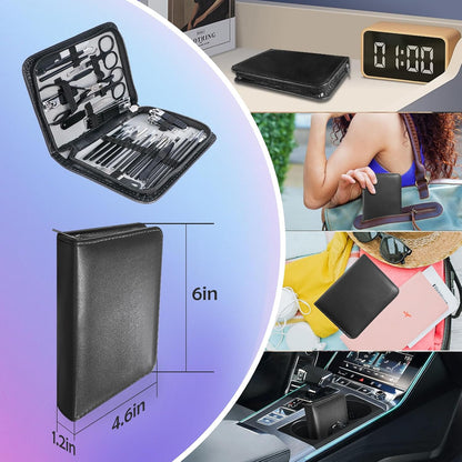 Manicure Set，30 in 1 Mens Set Professional，Nail Clipper for Men，Mens Nail Grooming Kit，Andrea Kit Women，Nail Care Women，with Luxury Leather Bag (Black)