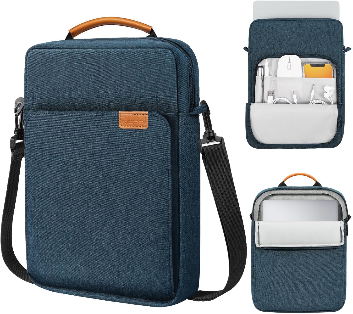 MoKo 13.3-14 Inch Laptop Sleeve Bag Fits MacBook Pro M3/M2 14" 2023, MacBook Pro 13" M2, New MacBook Air 13.6" M3/M2 2024/2022,Tab S8 Ultra 14.6",Handle Carrying Case with Shoulder Strap, Black & Gray - PuriLite