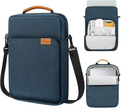 MoKo 13.3-14 Inch Laptop Sleeve Bag Fits MacBook Pro M3/M2 14" 2023, MacBook Pro 13" M2, New MacBook Air 13.6" M3/M2 2024/2022,Tab S8 Ultra 14.6",Handle Carrying Case with Shoulder Strap, Black & Gray - PuriLite