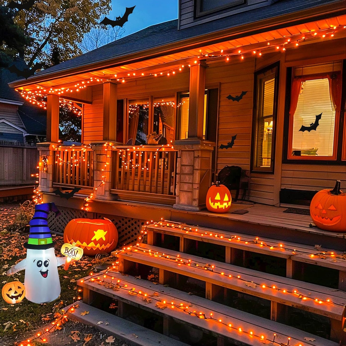 JMEXSUSS 2 Pack 75.5ft Orange Solar Christmas Lights, Total 400 LED Solar String Lights Outdoor Waterproof, 8 Modes Orange Halloween Lights for Tree Patio Garden Thanksgiving Halloween Decorations