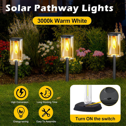 Solar Lights Outdoor, 12 Pack Led Solar Garden Lights Waterproof, Auto On/Off Small Size Outdoor Solar Lights for Patio, Driveway, Yard, Walkway, Pathway Landscape Lighting, Warm White