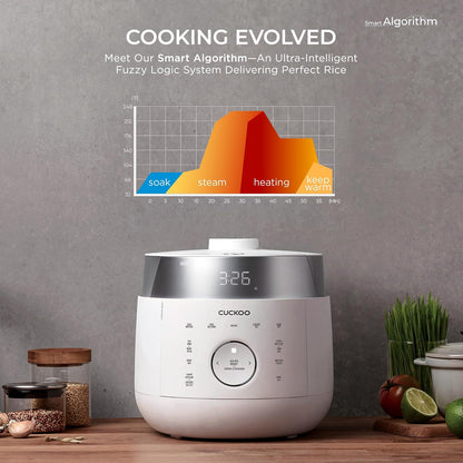 CUCKOO CRP-LHTR1009F | rice cooker 10 Cup (Uncooked) Twin Pressure Induction Heating Cooker | 16 Menu Options: High/Non-Pressure Steam & More, Stainless Steel Inner Pot, Made in Korea | White