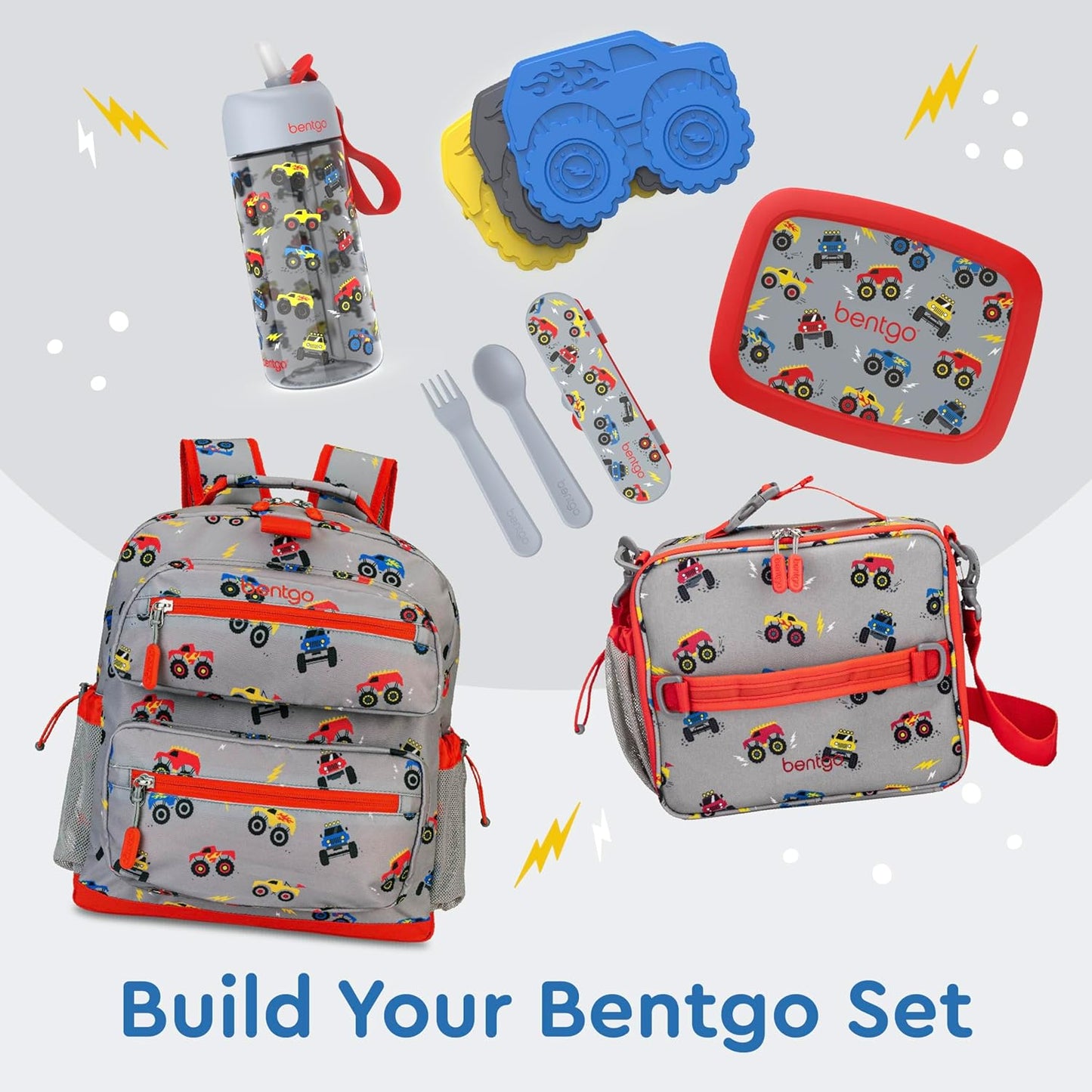 Bentgo® Kids Lunch Bag - Durable, Double Insulated, Water-Resistant Fabric, Interior & Exterior Zippered Pockets, Water Bottle Holder - Ideal for Children 3+ (Shark)