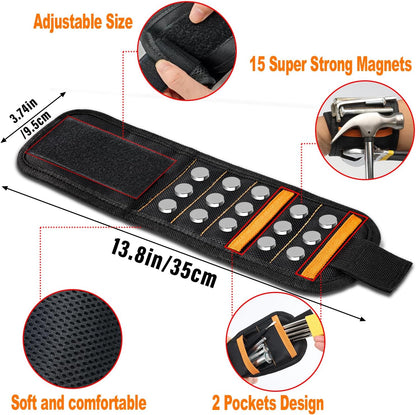 Super Strong Magnetic Wristband with Tool Pouch – DIY Tool Holder Bracelet for Men (Tools Not Included) - PuriLite