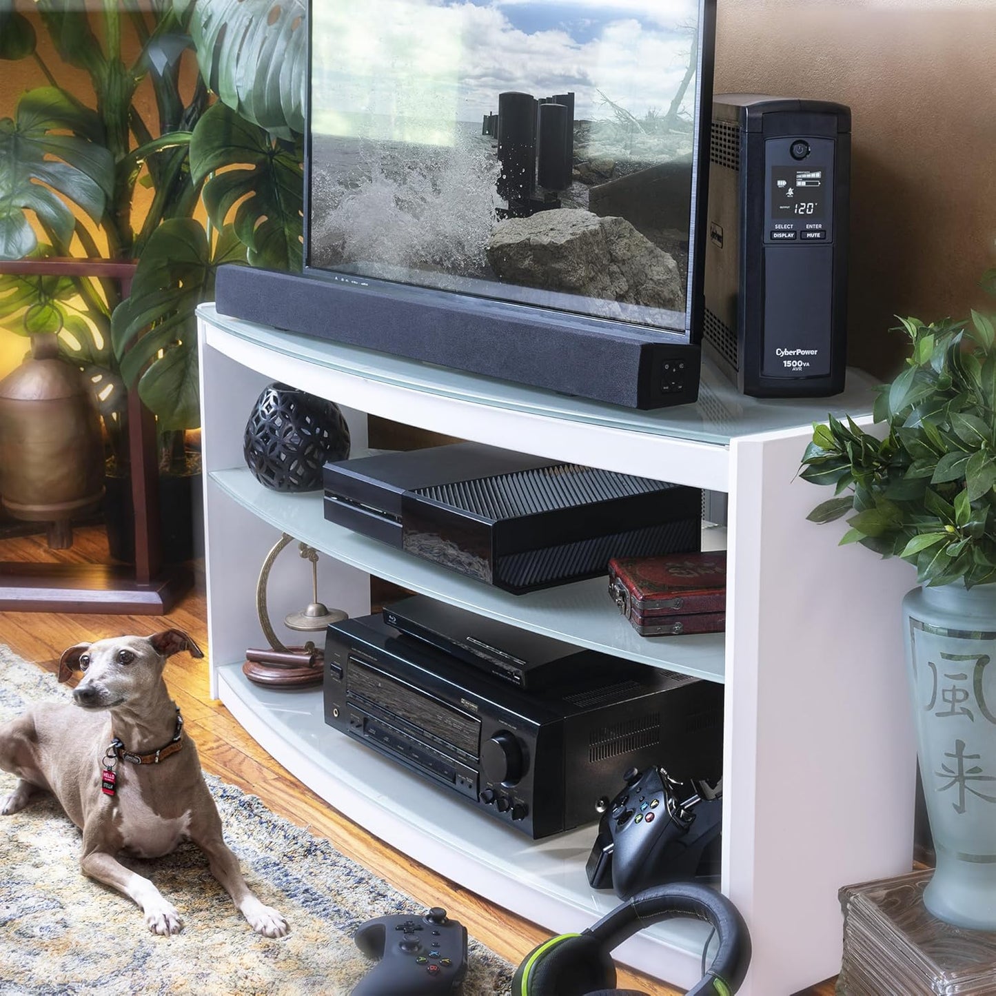 CyberPower CP1500AVRLCD3 Intelligent LCD UPS System, 1500VA/900W, 12 Outlets, 2 USB Ports, AVR, Mini Tower, Black