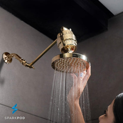 SparkPod Shower Head - High Pressure Rain - Premium Quality Luxury Design - 1-Min Install - Easy Clean Adjustable Replacement for Your Bathroom Shower Heads (Luxury Polished Chrome, 6 Inch Round)