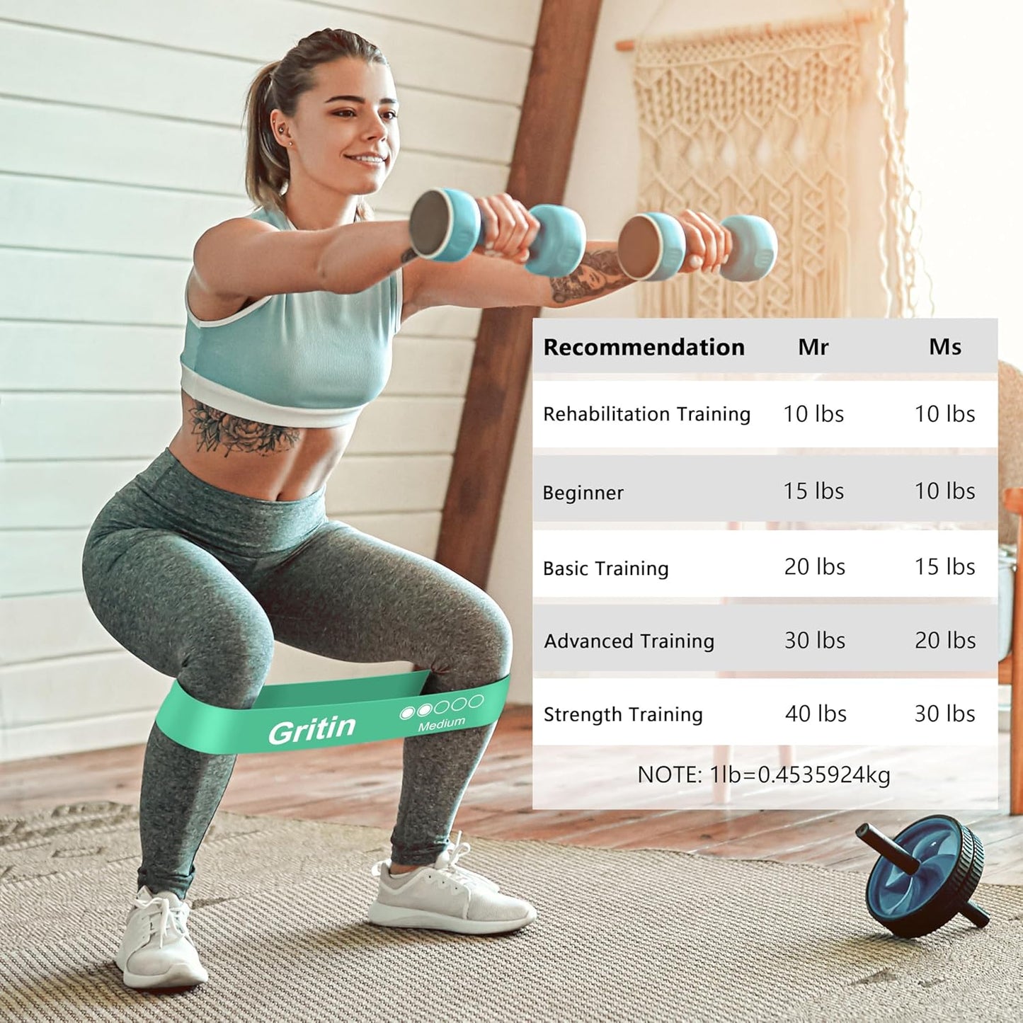 Gritin Resistance Bands, Set of 5 Skin-Friendly Resistance Fitness Exercise Loop Bands with 5 Different Strength Levels - Travel Carrying Case Included - Ideal for Home, Gym, Yoga, Training