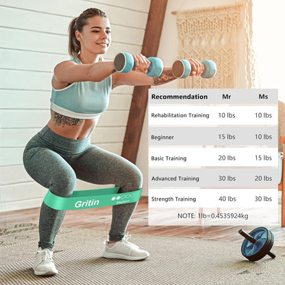 Gritin Resistance Bands, Set of 5 Skin-Friendly Resistance Fitness Exercise Loop Bands with 5 Different Strength Levels - Travel Carrying Case Included - Ideal for Home, Gym, Yoga, Training