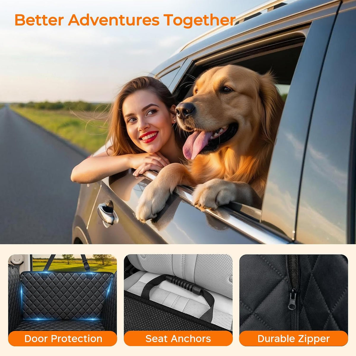 URPOWER Dog Car Seat Cover for Back Seat, Waterproof Hammock for Car & SUV