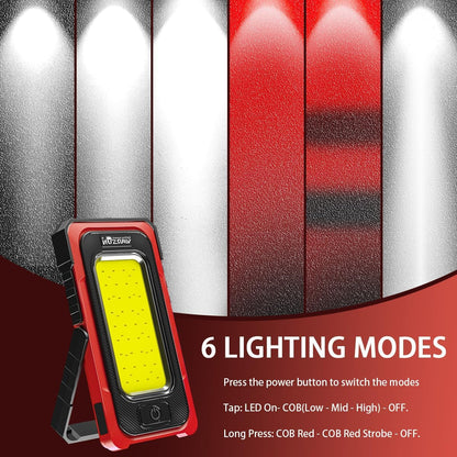 WARSUN Portable Rechargeable Magnetic Work Light, LED Flood Light Waterproof for Outdoor Camping Hiking Emergency Car Repairing (USB + Solar Charging, Yellow)