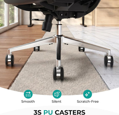 Capot Ergonomic Mesh Office Chair, Adjustable Lumbar High Back Desk Chair 400lbs, 4D Flip-up Arms, 3-Level Tilt Backrest, 3D Headrest, PU Wheels, Swivel Rolling Computer Seating for Long Desk Work