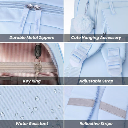 WINDARS School Backpack for Teen Girls, Cute College Backpacks for Women Students Aesthetic Bookbag Large 15.6 Inch Laptop Bag Middle School Travel Back Pack (Khaki Beige)