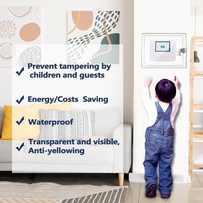 Gedreew 2 PCS Large Thermostat Lock Box Cover with Key, Clear Thermostat Cover with Lock Compatible With Honeywell Thermostat On Wall, AC Lock Box Cover with Key Fits Thermostats 5"H x 6" W or Smaller