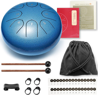 Lronbird Steel Tongue Drum Percussion, 6 Inch 8 Notes Musical Instruments, Music Gifts for Family Friends (Malachite)