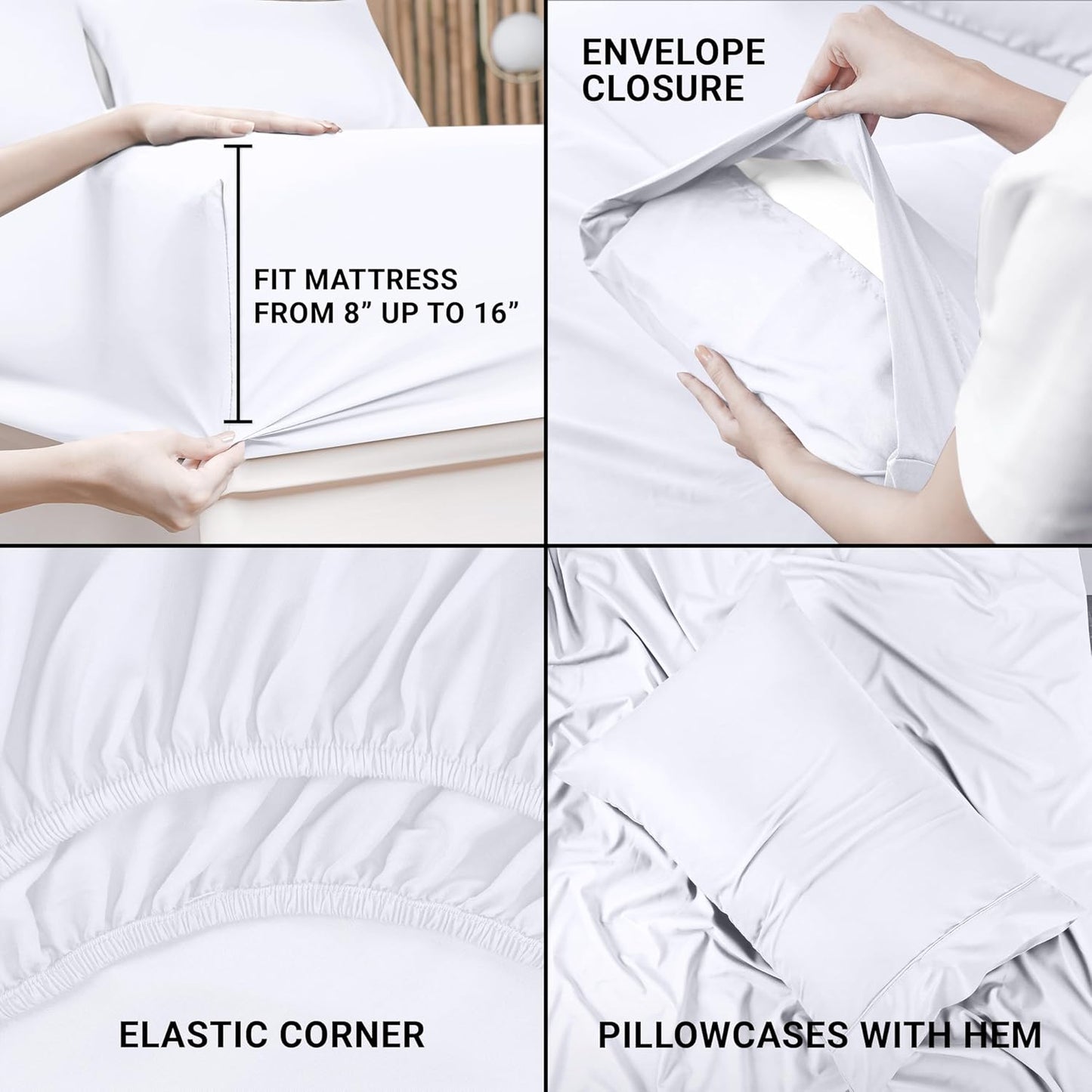 Utopia Bedding Queen Bed Sheet Set - 4 Piece Bedding - Soft Brushed Microfiber Fabric - Shrinkage & Fade Resistant - Easy Care (White)