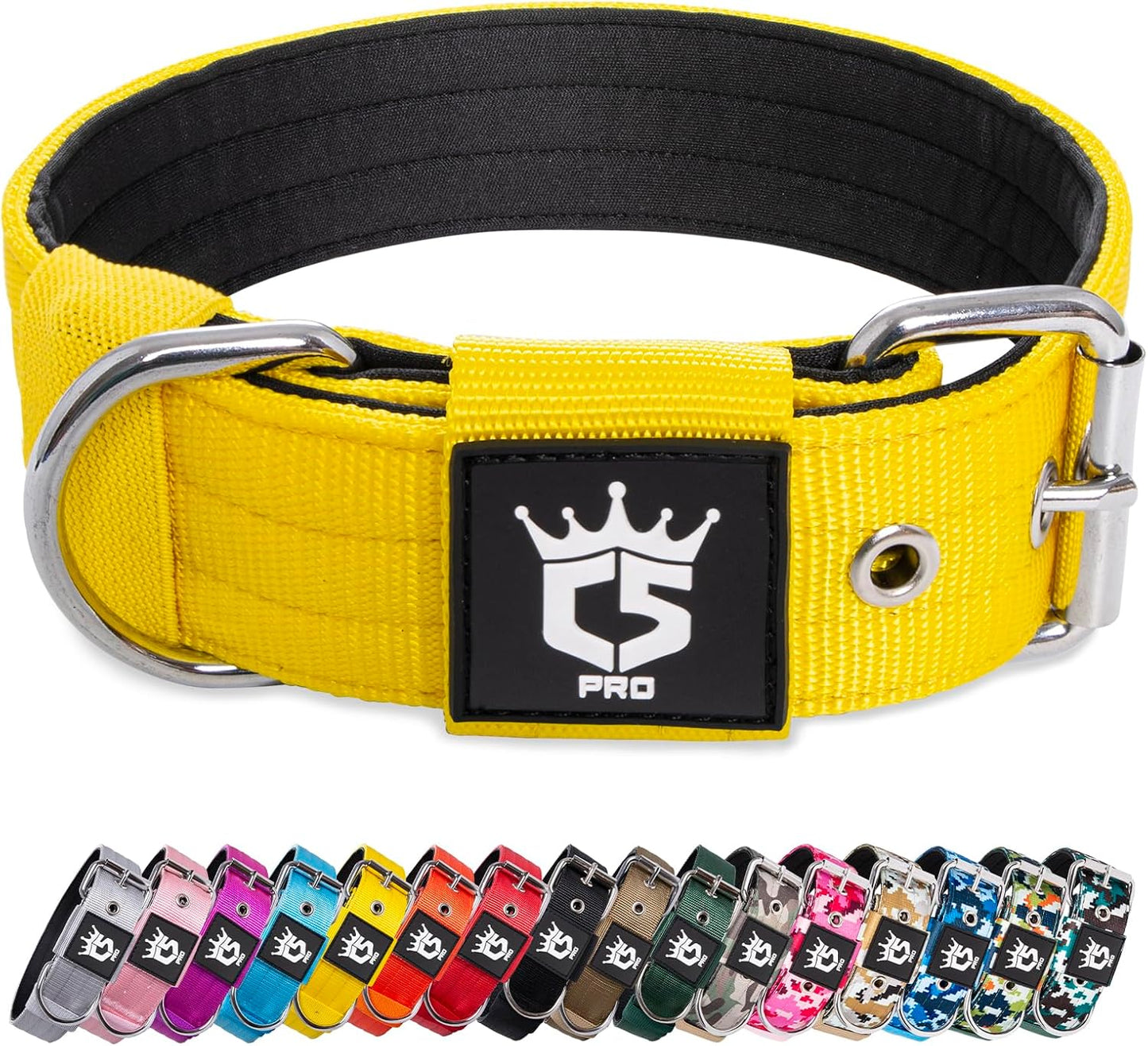 TSPRO Tactical Dog Collar 1.5 inch Wide Dog Collar Military Grade Strong Dog Collar Thick Dog Collar Heavy Duty Metal Buckle Dog Collar(Green-L)