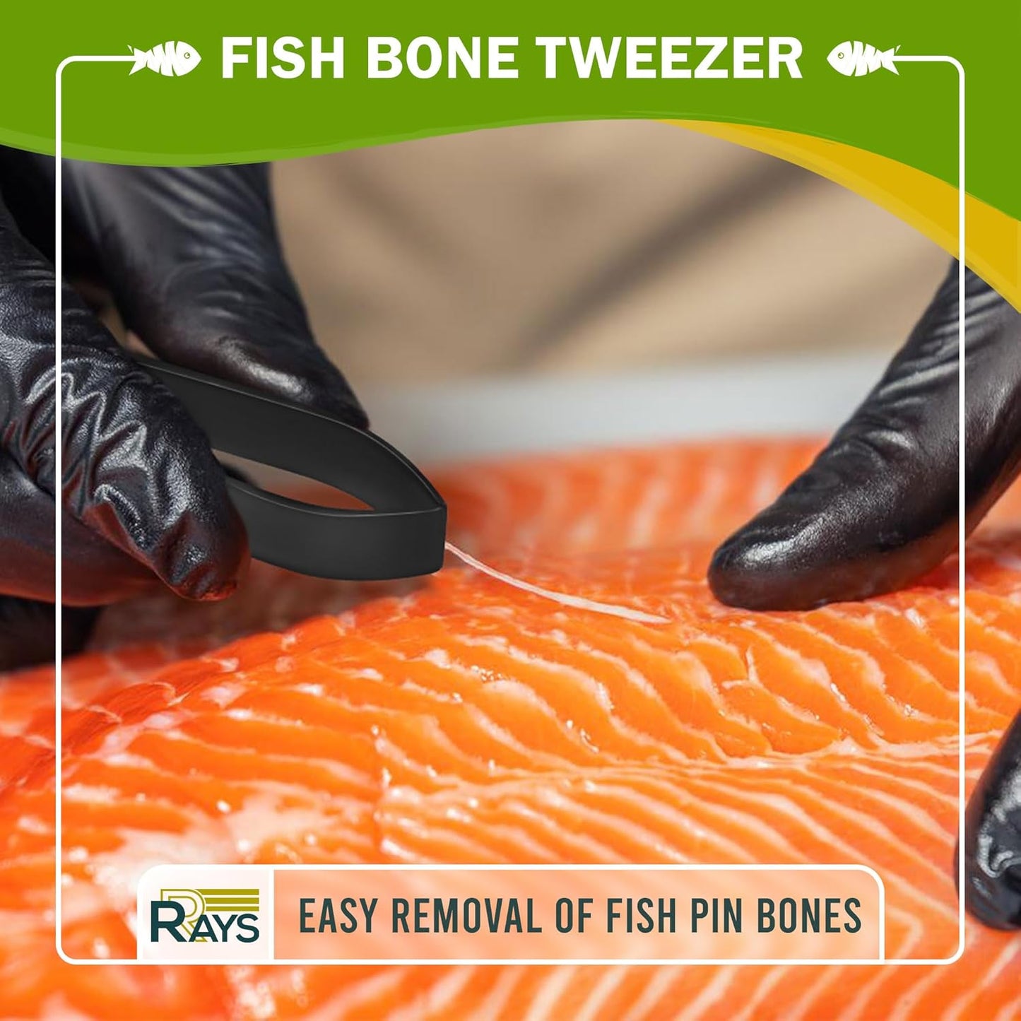 RRAYS Fish Bone Plier/Tweezer Stainless Steel - Deboning Tools for All Kinds of Fish, Small, Black
