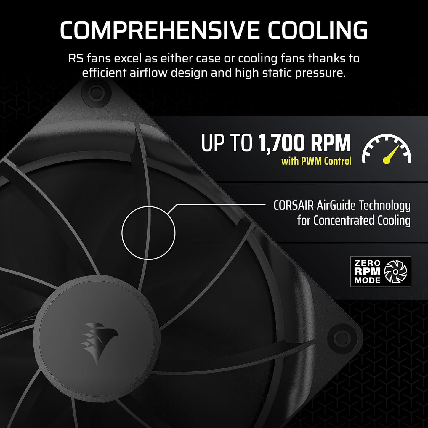 CORSAIR RS120 ARGB 120mm PWM Fan – Daisy-Chain Connection – Low-Noise – Magnetic Dome Bearing – Single Pack – White