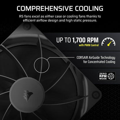 CORSAIR RS120 ARGB 120mm PWM Fan – Daisy-Chain Connection – Low-Noise – Magnetic Dome Bearing – Single Pack – White