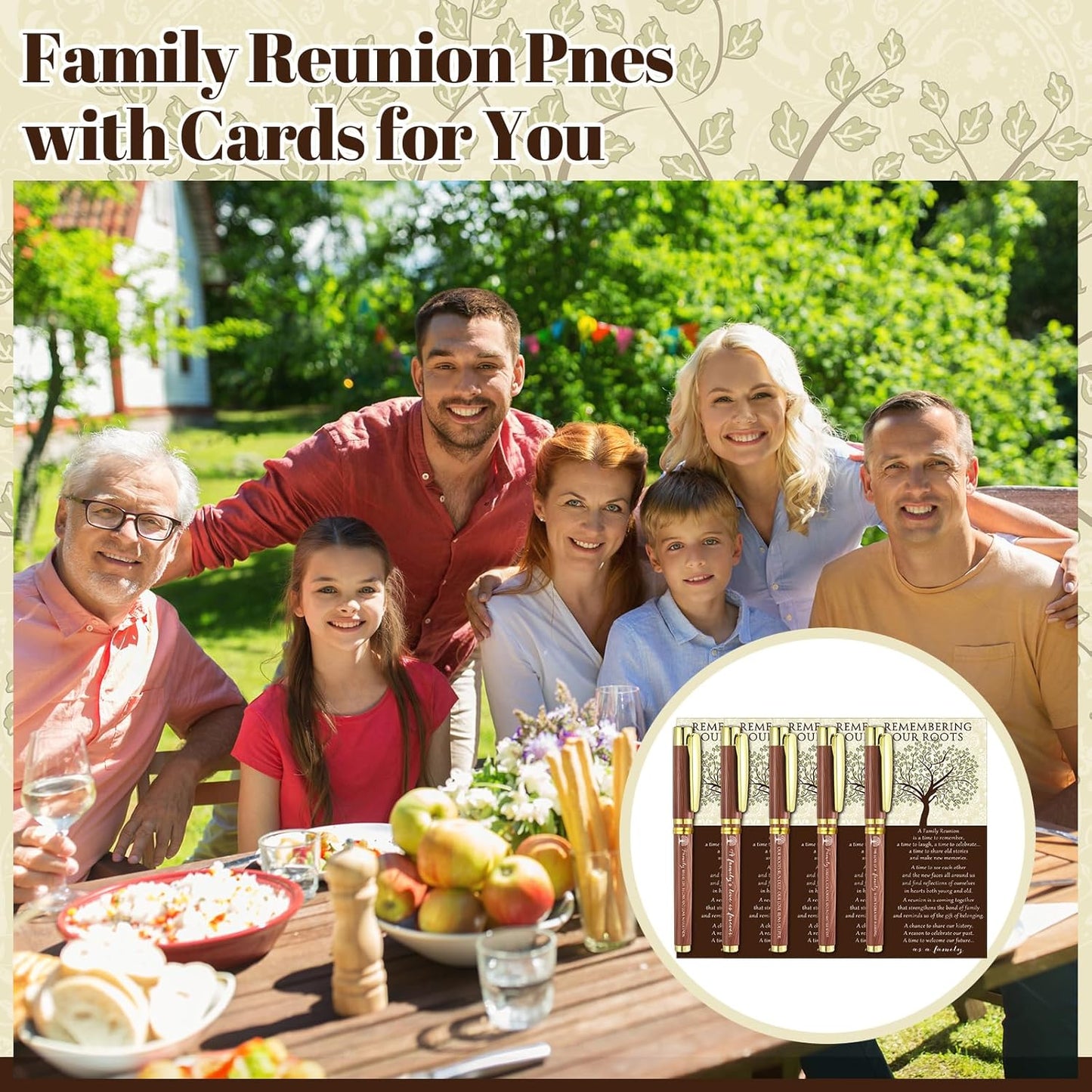 Sayglossy 60 Set Family Reunion Favors Gift Include 5 Styles Ballpoint Pens with Remembering Our Roots Gift Cards and Ties for Gathering Reunion Theme Party Decorations