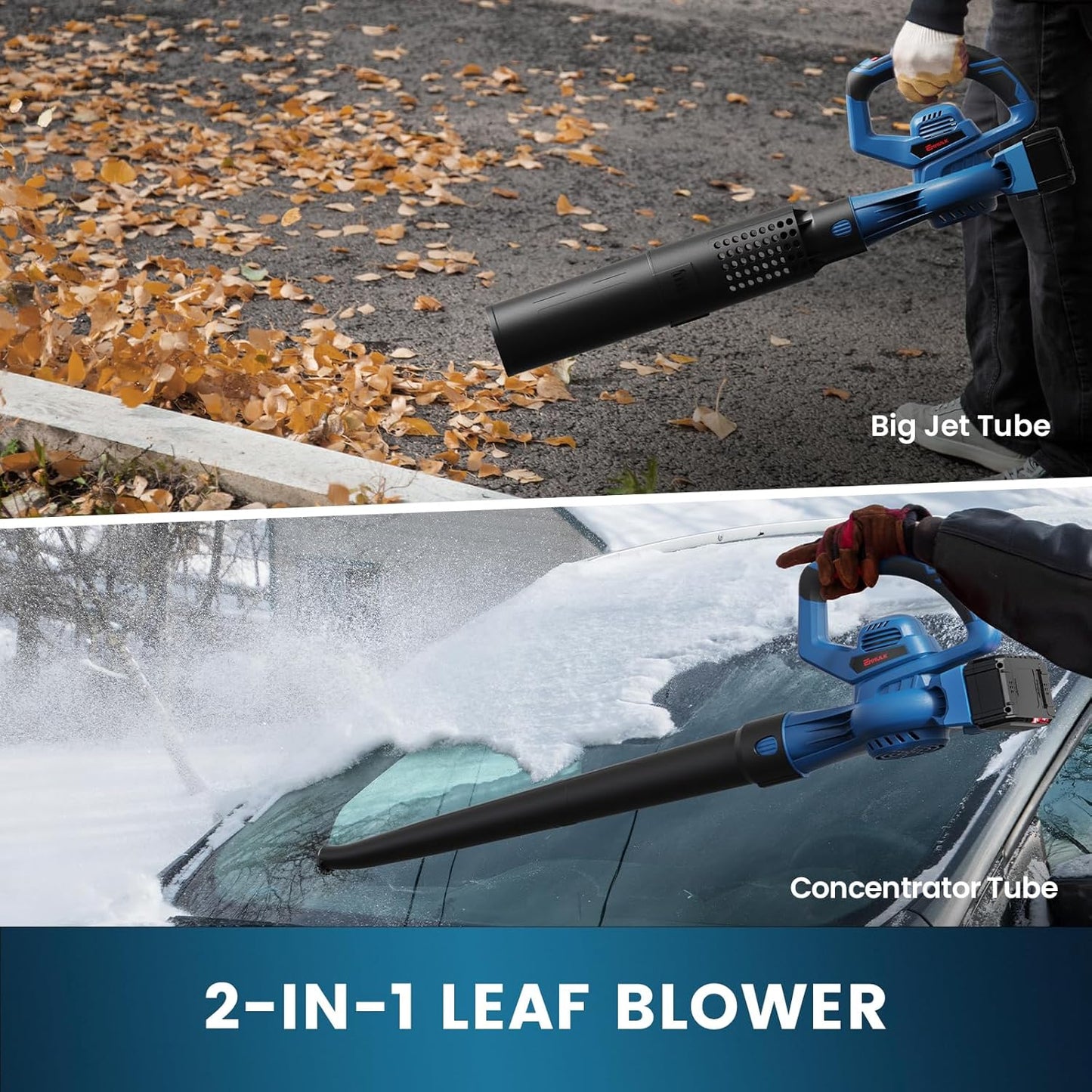 Leaf Blower Cordless,460CFM &190MPH,20V 4.0Ah Upgrade Battery Powered 2-in-1 Leaf Blower(Upgraded),6 Variable Speed,for Blowing Leaves,Debris,Snow and Dust,4.0Ah Battery&Charger Included(Blue)