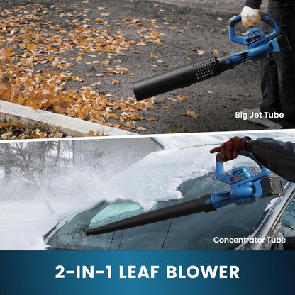 Leaf Blower Cordless,460CFM &190MPH,20V 4.0Ah Upgrade Battery Powered 2-in-1 Leaf Blower(Upgraded),6 Variable Speed,for Blowing Leaves,Debris,Snow and Dust,4.0Ah Battery&Charger Included(Blue)