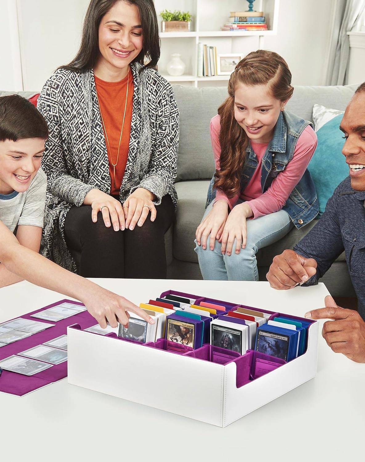 ZLCA Card Storage Box for MTG PTCG, Commander Deck Box Holds 3000+ Cards, Card Storage Case with 4 Stoppers, Card Organizer for TCG Sport Cards (Black)