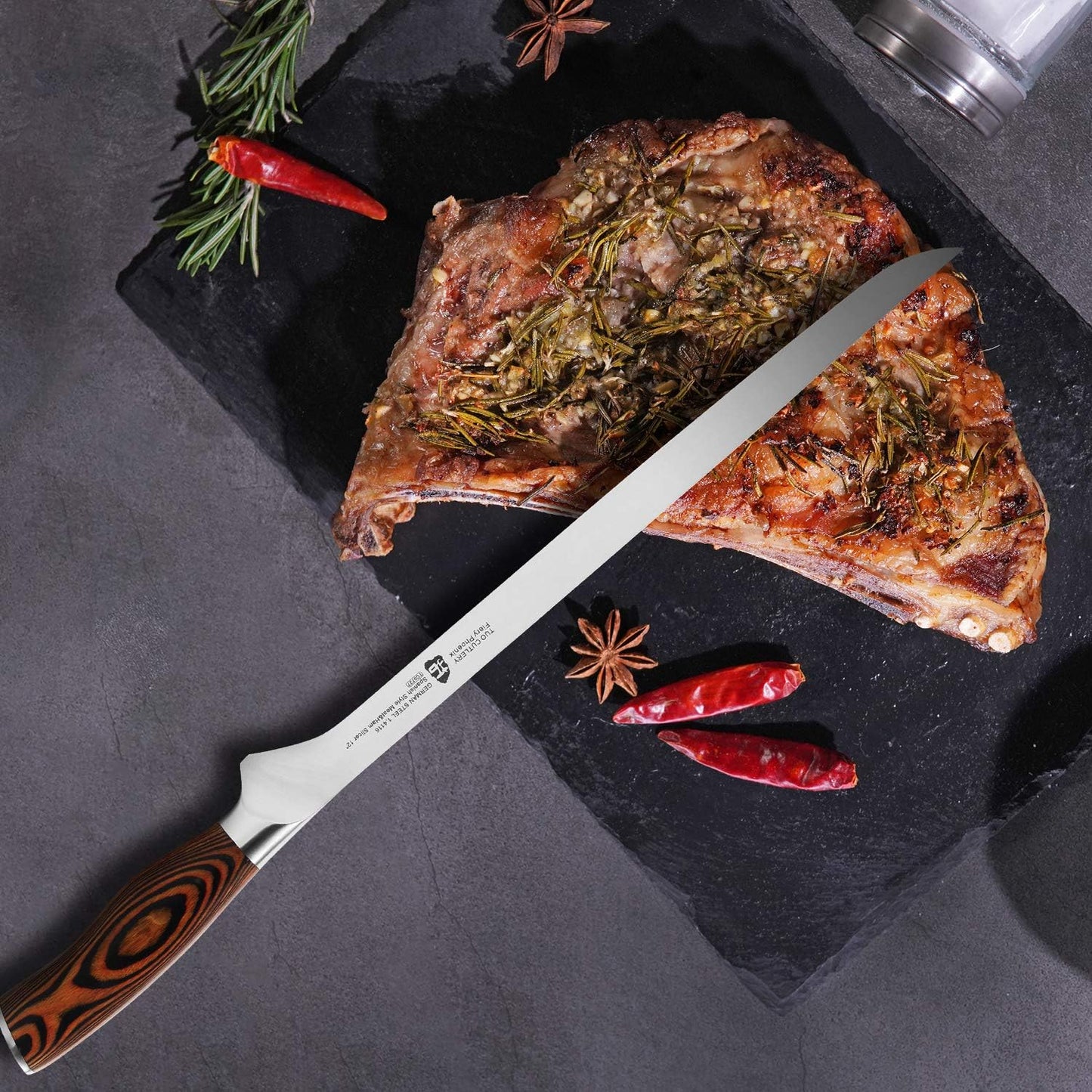 TUO Boning Knife - Razor Sharp Fillet Knife - High Carbon German Stainless Steel Kitchen Cutlery - Pakkawood Handle - Luxurious Gift Box Included - 7 inch - Fiery Phoenix Series