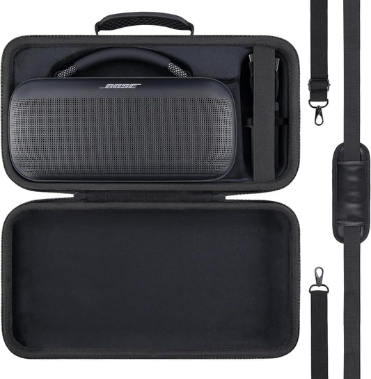 Bose SoundLink Max Portable Speaker Hard Protective Case, Portable Travel Case with Shoulder Strap and Handle (Black Case) - co2CREA