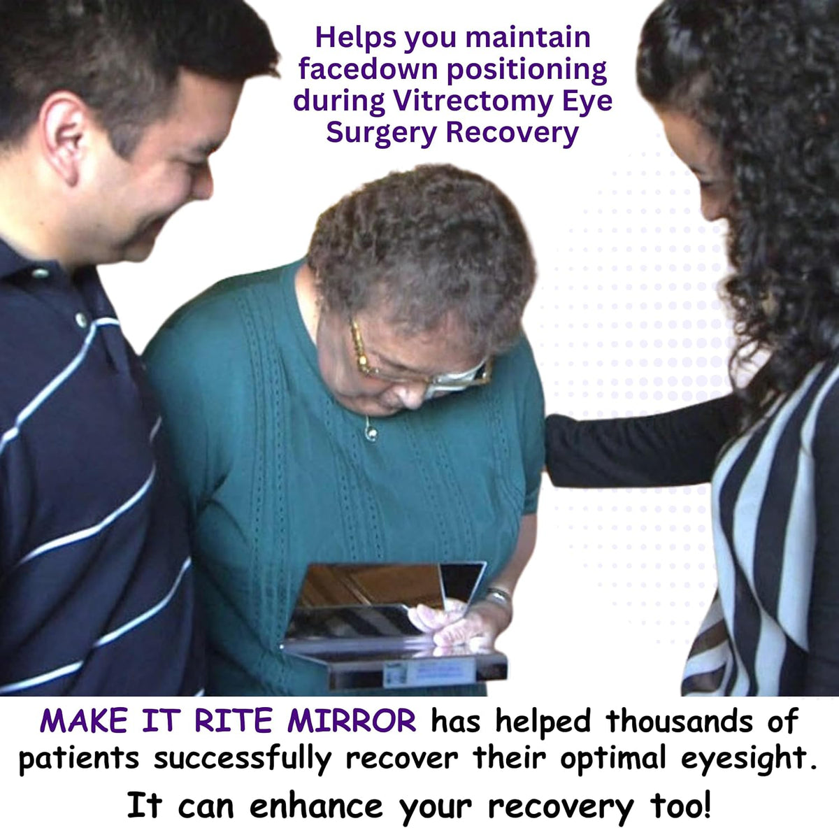 8" Rite Time 2-way Make It Rite Mirror for face down vitrectomy eye sight recovery (8" wide x 4" tall)