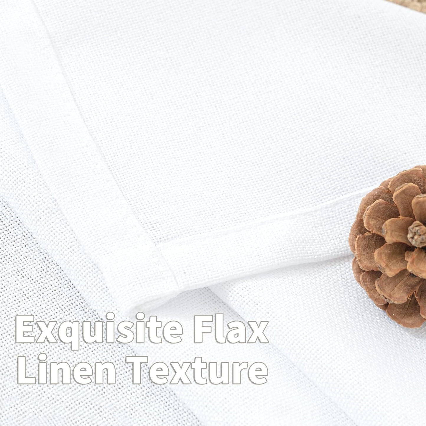 YoungsTex Natural Linen Curtains 84 Inch Long for Living Room Bedroom Grommet Top Light Filtering Privacy Linen Textured Window Semi Sheer Drapes, 2 Panels, 52x84 Inch, Natural