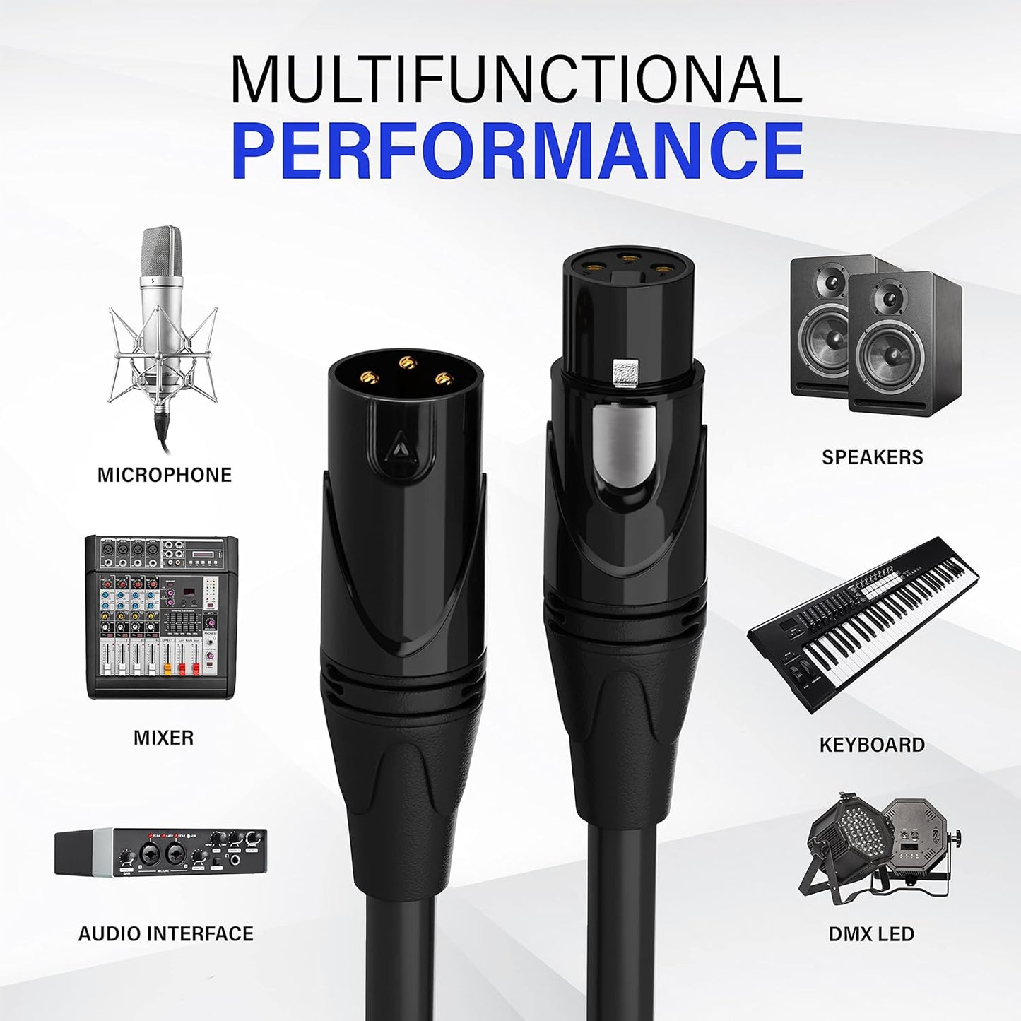 LyxPro 6 Feet XLR Microphone Cable Balanced Male to Female 3 Pin Mic Cord for Powered Speakers Audio Interface Professional Pro Audio Performance and Recording Devices - Blue
