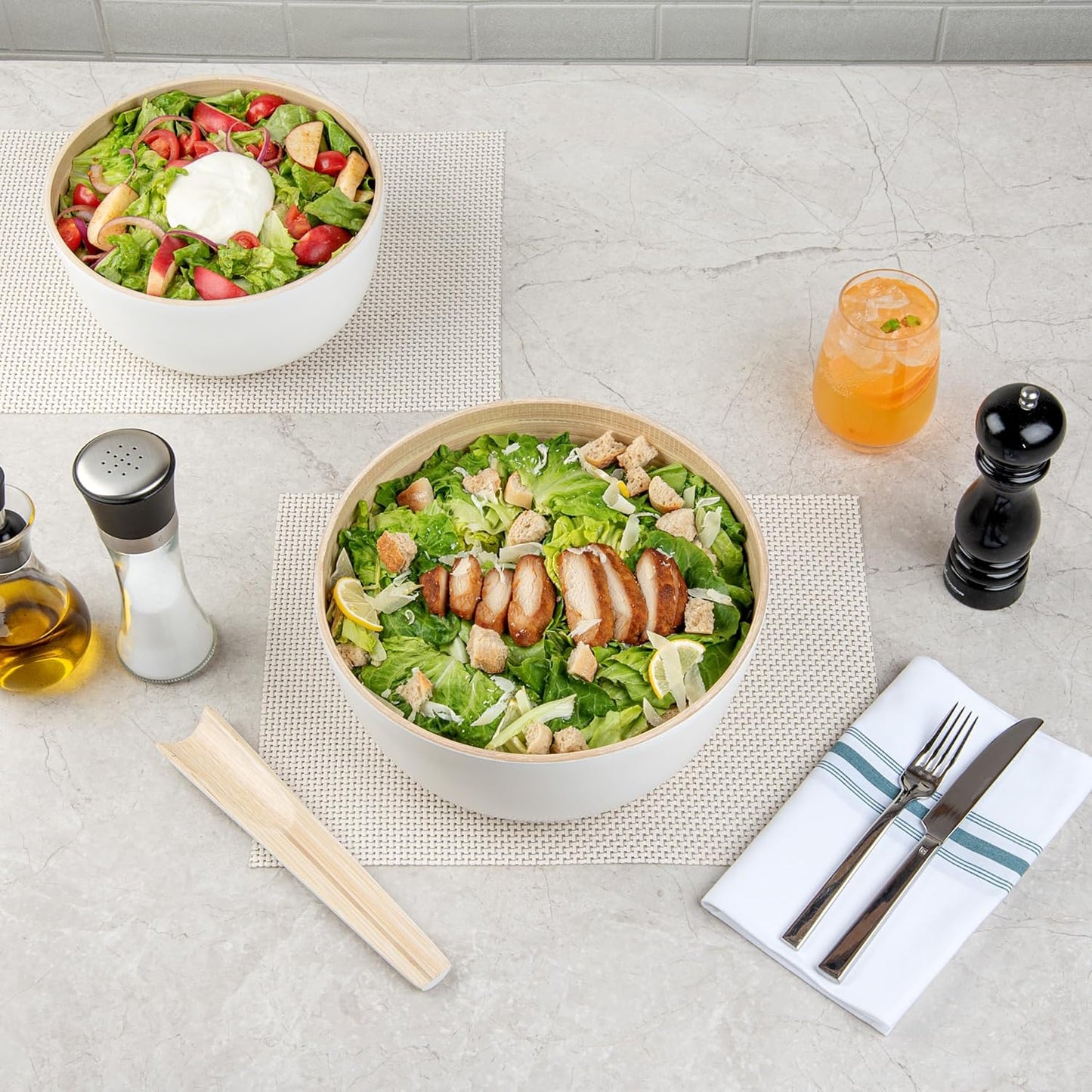 Restaurantware-Bambuddha 51 Ounce Extra Large Salad Bowl, 1 Heavy-Duty Round Salad Bowl - Sustainable, Reusable, Blue Bamboo Serving Dish, for Serving Salads, Fruits, and Appetizers