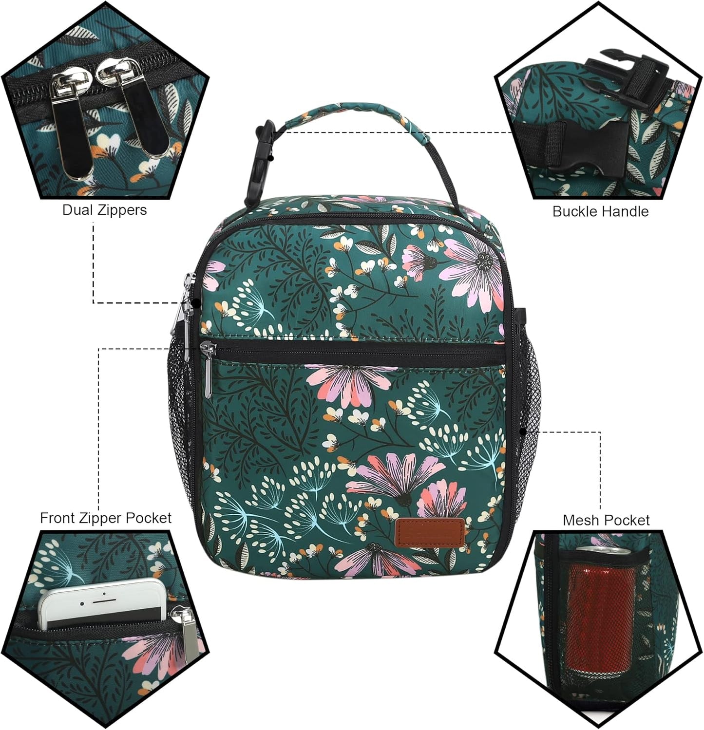Lunch Box for Men Women Adults Small Lunch Bag for Office Work Picnic - Reusable Portable Lunchbox, Black