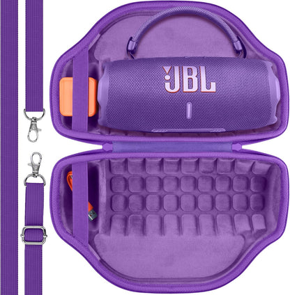 co2CREA Case for JBL Charge 6 Waterproof Portable Bluetooth Speaker, Hard Travel Case with Detachable Shoulder Strap (White Case)