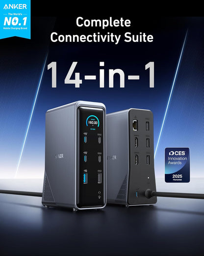 Anker Prime Docking Station, 14-Port, 160W Max, Dual 4K Displays