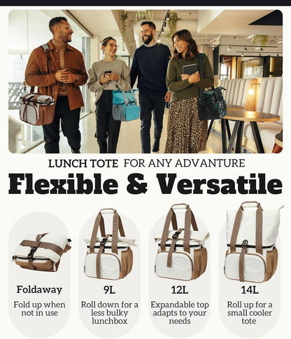 SUNNY BIRD Dual Compartment Lunch Bag Insulated Lunch Box for Women and Men (Green with Boho Strap)