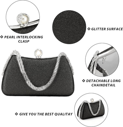 Buric Evening Clutch Bag for Women Glitter Shiny Dress Purse Wedding Bride Handbags Evening Clutches for Cocktail Party