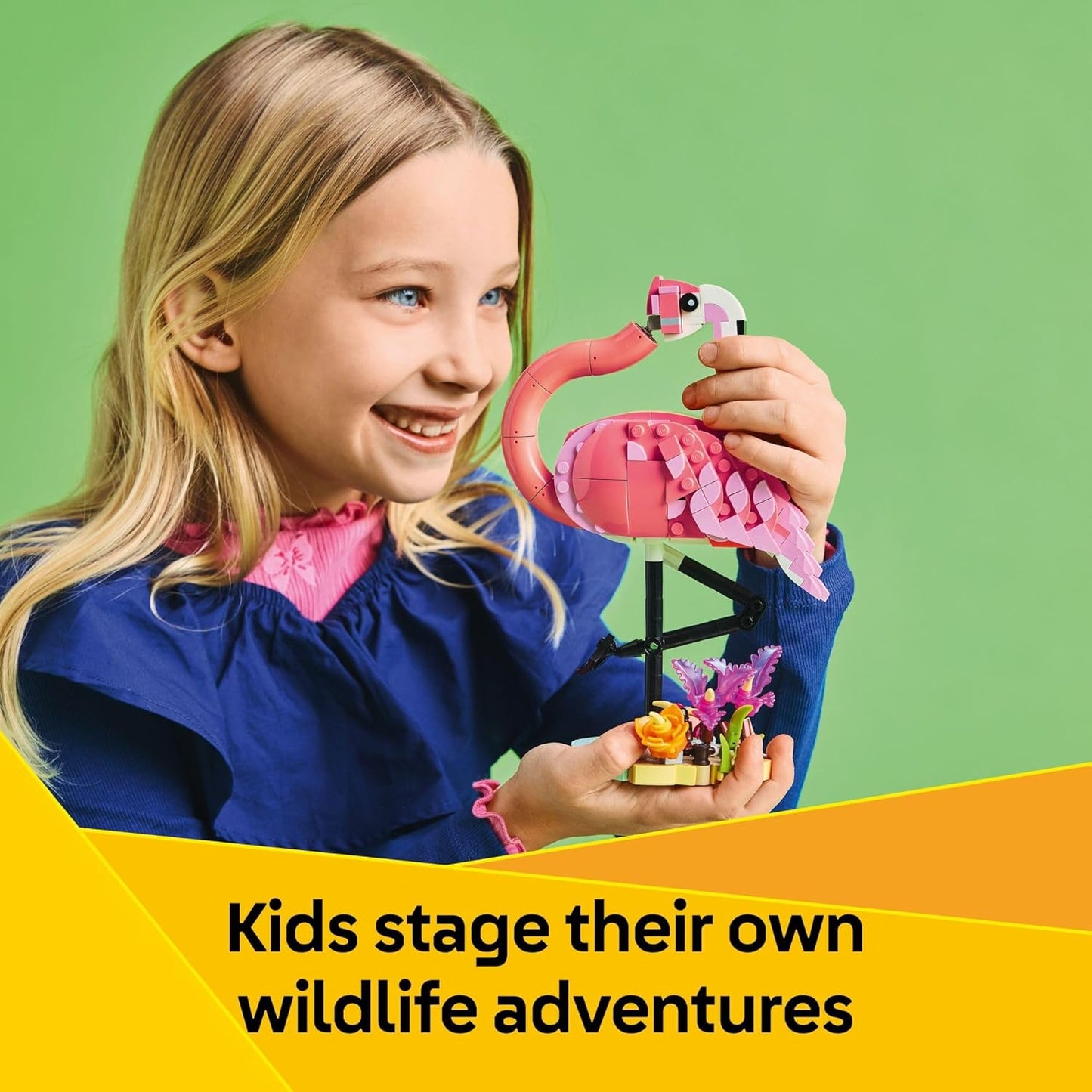 LEGO Creator 3 in 1 Wild Animals: Pink Flamingo Animal Building Toy - Building Toy with 3 Building Options, Pink Flamingo, Cockatoo, or Axolotl - Learning Toy for Kids, Ages 8+- 31170
