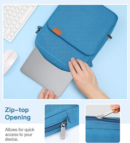 MoKo 13.3-14 Inch Laptop Sleeve Bag Fits MacBook Pro M3/M2 14" 2023, MacBook Pro 13" M2, New MacBook Air 13.6" M3/M2 2024/2022,Tab S8 Ultra 14.6",Handle Carrying Case with Shoulder Strap, Black & Gray - PuriLite