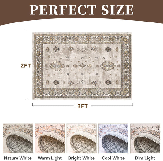 MontVoo-Vintage 2x3 Front Door Mat Indoor-Entrance Mat Indoor-Beige Indoor Door Mat-Soft Machine Washable Door Mat-Non Slip Small Carpet-Rugs for Bedrooms Room Decor Home Decor Living Room - PuriLite