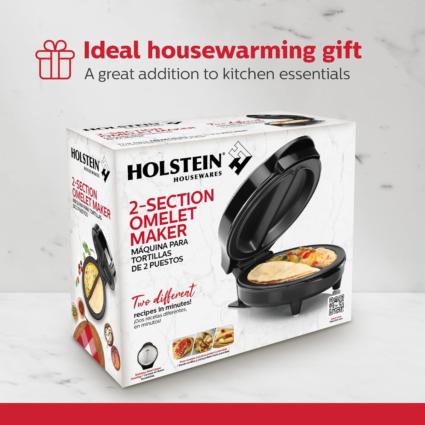 Holstein Housewares Non-Stick 6-Section Multi-Food Maker - Arepas, Mini Pancakes, Corncakes and More, 6-PC, Red/Black