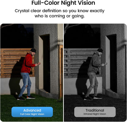 AOSU 2K Security Camera Wireless Outdoor, Solar Powered Security Camera with Spotlight, Siren, Motion Detection, Full Color Night Vision, 2-Way Audio, IP66, Compatible with Alexa, 2.4GHz WiFi (2PACK)