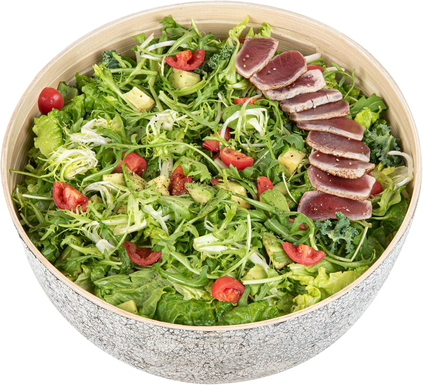 Restaurantware-Bambuddha 51 Ounce Extra Large Salad Bowl, 1 Heavy-Duty Round Salad Bowl - Sustainable, Reusable, Blue Bamboo Serving Dish, for Serving Salads, Fruits, and Appetizers